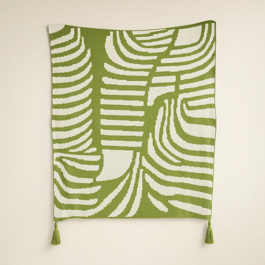 Ruhe Throw Blanket Light Green(reversible design)