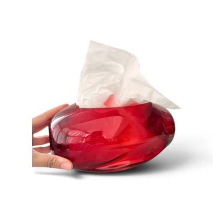 Pebble Glass Tissue Box(2-red)-second grade فرز تاني (Copy)
