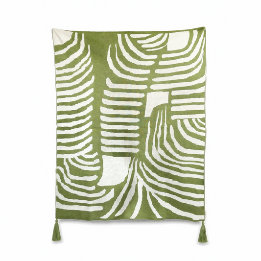 Ruhe Throw Blanket Light Green(reversible design)