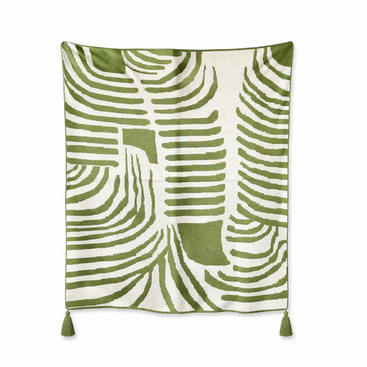 Ruhe Throw Blanket Light Green(reversible design)